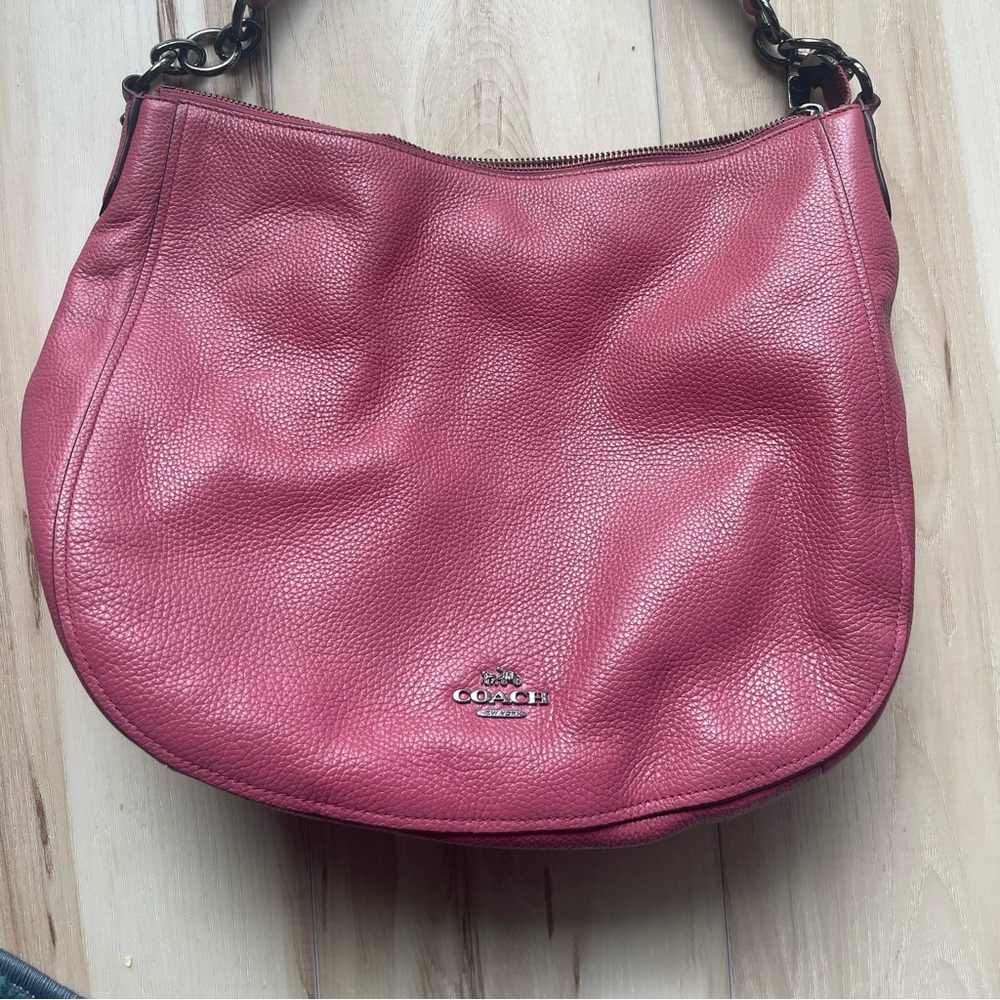 Coach Pebble Leather Chelsea Hobo Bag - Rouge